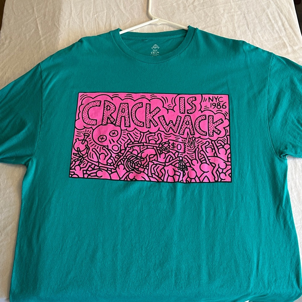 Keith Haring x Diamond supply co Teal Graphic T-Shirt with Pink Design